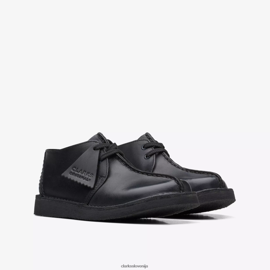 pohod po puščavi starejši D0T6P6978 črno usnje Clarks