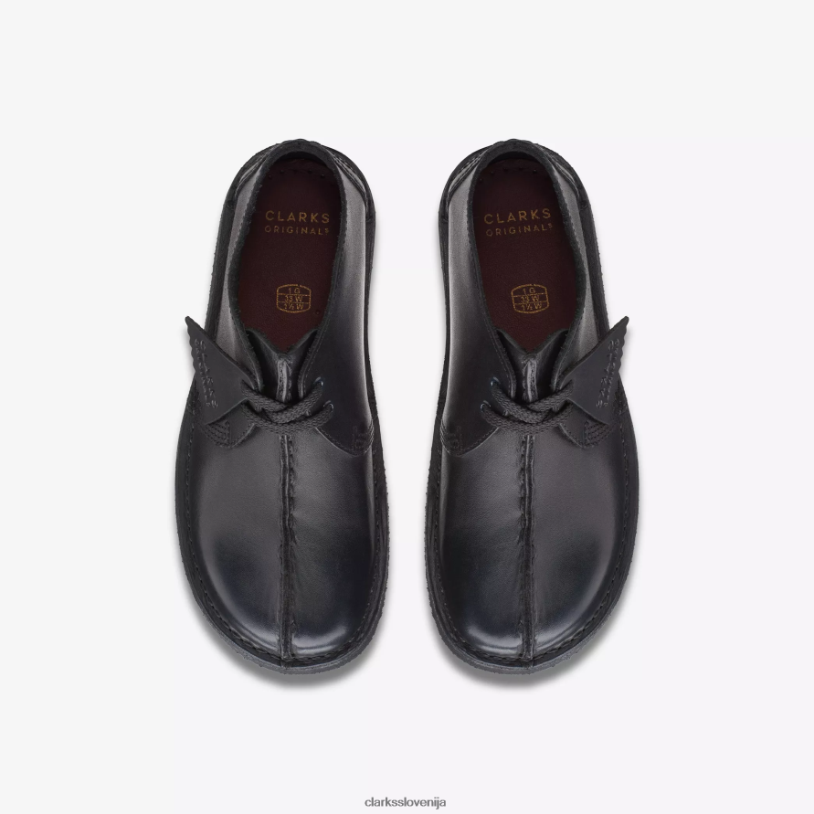 pohod po puščavi starejši D0T6P6978 črno usnje Clarks
