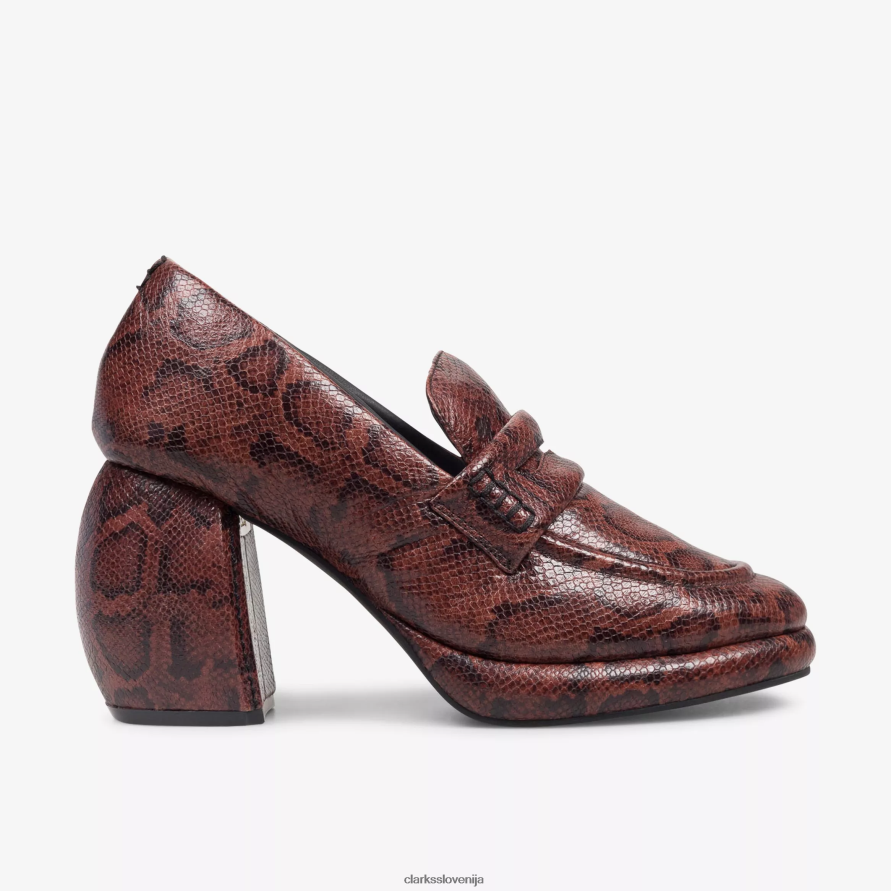 ženske mokasine martine rose 1 D0T6P6245 rjava kača Clarks