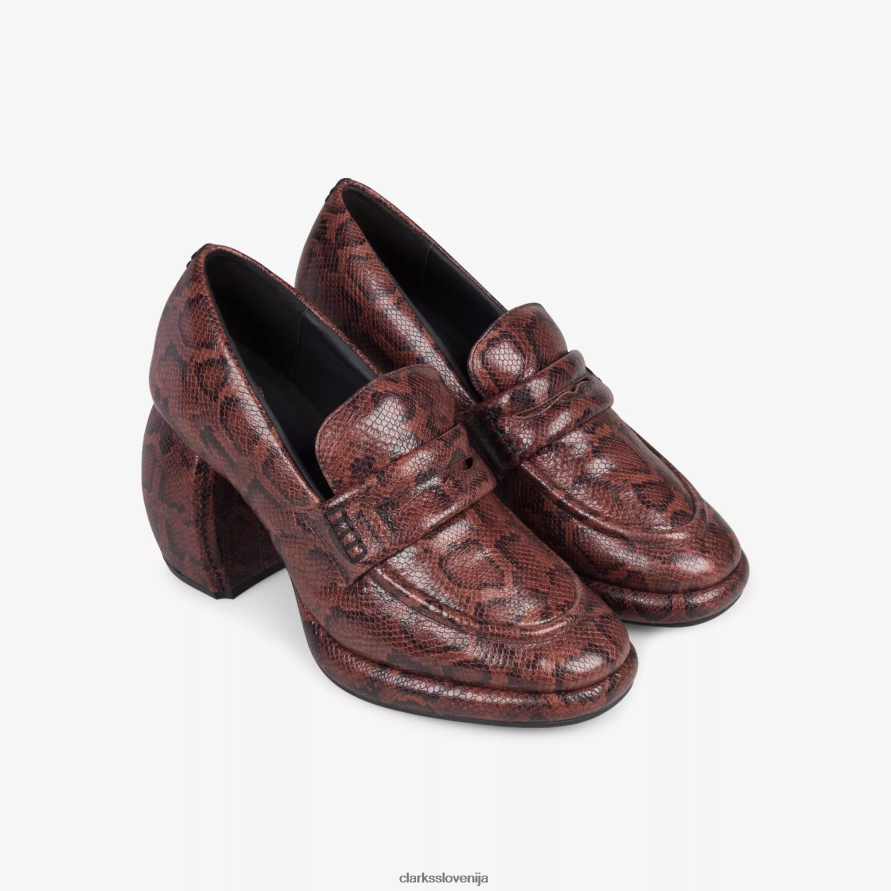 ženske mokasine martine rose 1 D0T6P6245 rjava kača Clarks