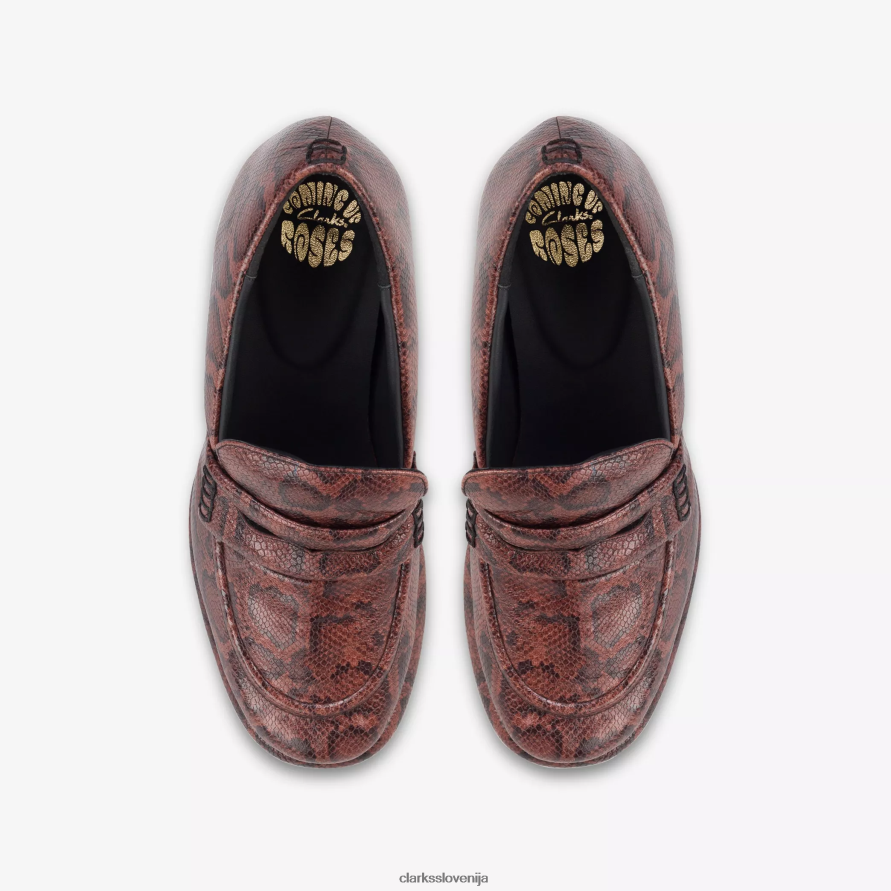 ženske mokasine martine rose 1 D0T6P6245 rjava kača Clarks