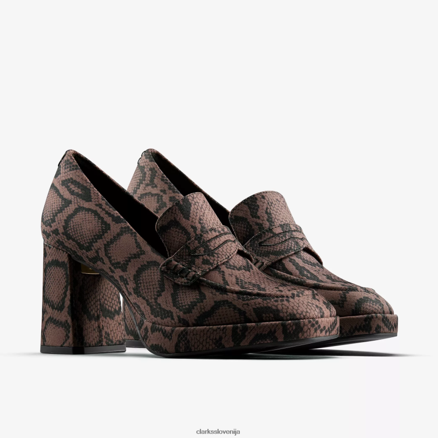 ženske mokasine martine rose 2 D0T6P6217 rjav tekstil Clarks