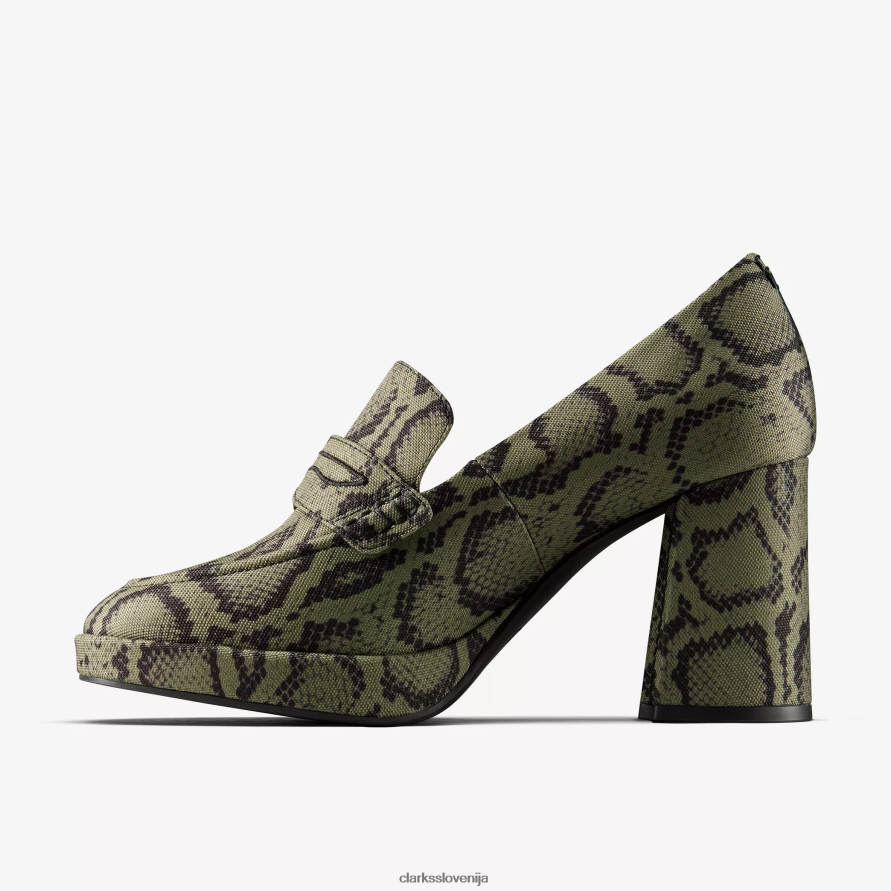 ženske mokasine martine rose 2 D0T6P6218 zelen tekstil Clarks