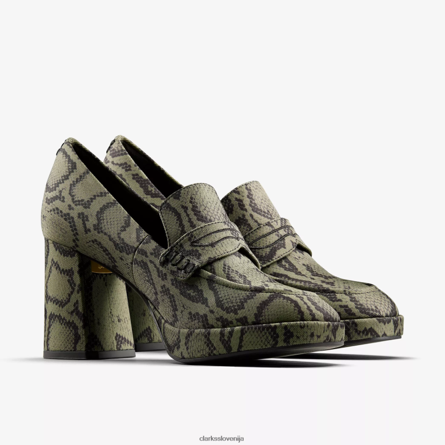 ženske mokasine martine rose 2 D0T6P6218 zelen tekstil Clarks