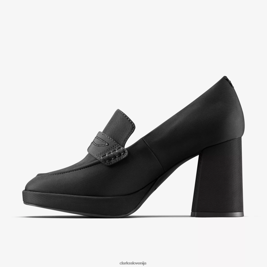 ženske mokasine martine rose 2 D0T6P6221 črn tekstil Clarks