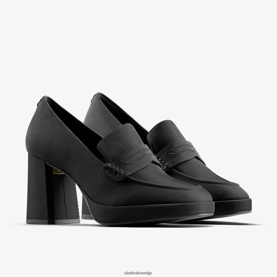 ženske mokasine martine rose 2 D0T6P6221 črn tekstil Clarks