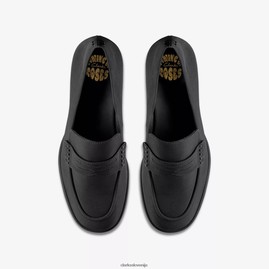 ženske mokasine martine rose 2 D0T6P6221 črn tekstil Clarks